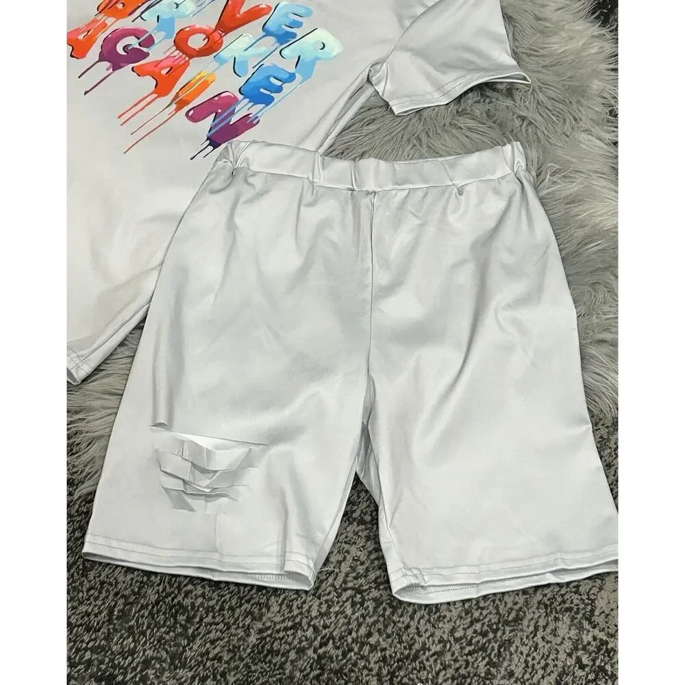 New Fashion Women's Summer SS Never Broke Again‎ Sporty Jumpsuit 2pcs size S